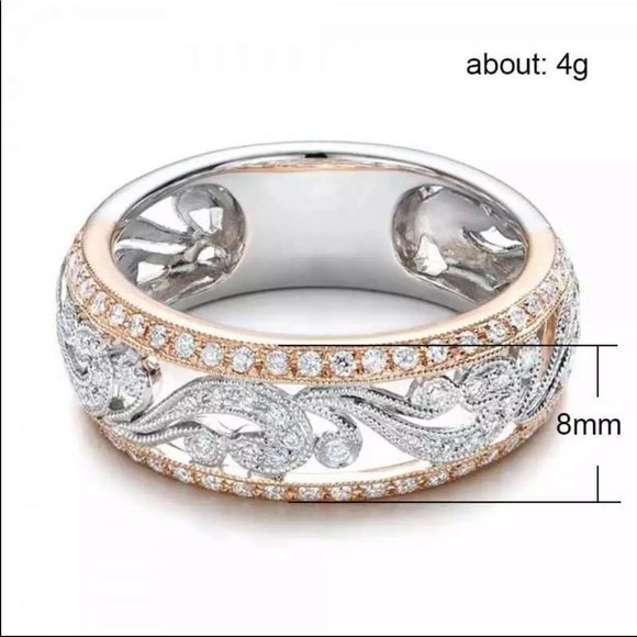 New Two Tone 925 Silver Sapphire Ring - Picture 3 of 7